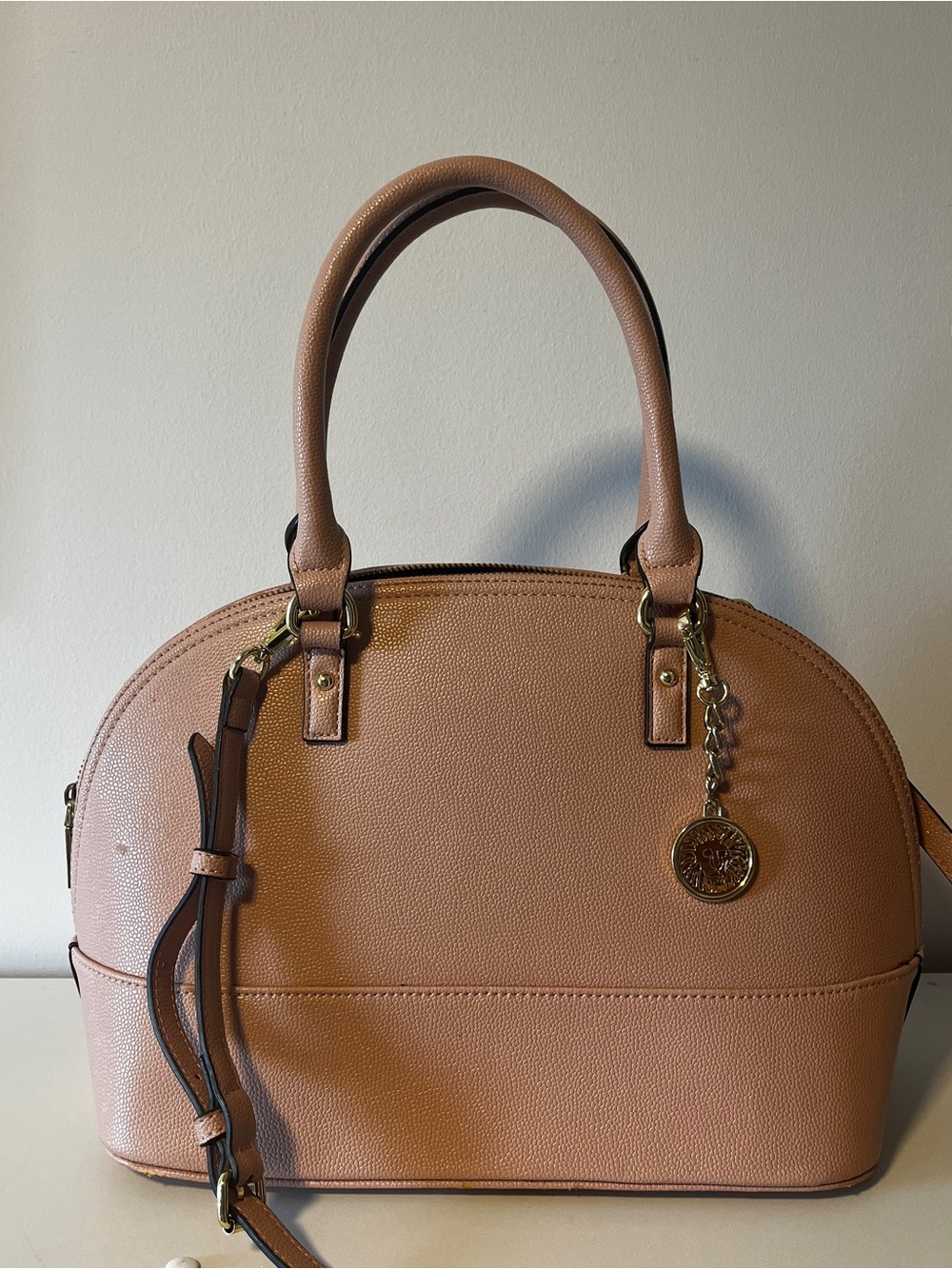 Anne Klein Bag, Mauve Pink Dome Satchel - Picture 2 of 11